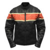 Orange Stripe Motorcycle Leather Jacket for Mens