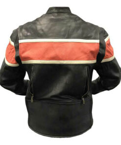 Orange Stripe Motorcycle Leather Jacket